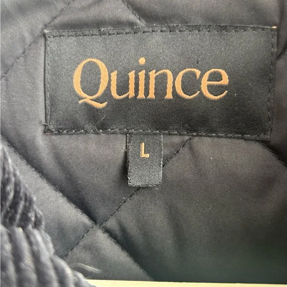 Quince Diamond Quilted  Corduroy Collar Black Barn Jacket large - Picture 3 of 10
